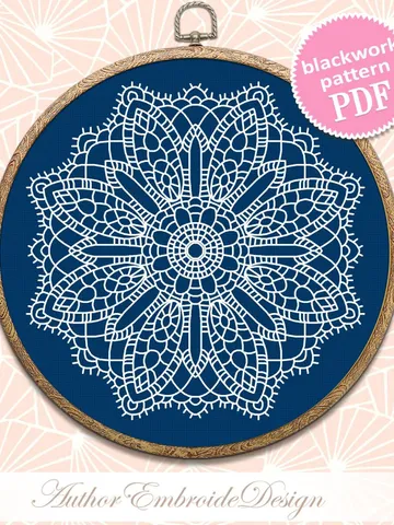 Mandala blackwork pattern PDF Backstitch chart Mandala ornament, Blackwork mandala embroidery download PDF, Mandala pattern digital PDF #W47 $4.60