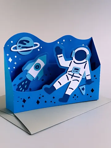 Astronaut in Space Pop Up Box Card $0.00
