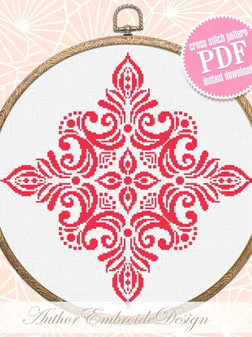 Mandala cross stitch pattern PDF download Monochrome cross stitch chart, Simple mandala pattern digital PDF Geometric mandala ornament #M260 $4.60