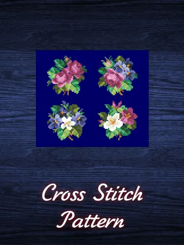 Antique Cross Stitch Pattern Miniature Bouquets Digital Download PDF $5.50