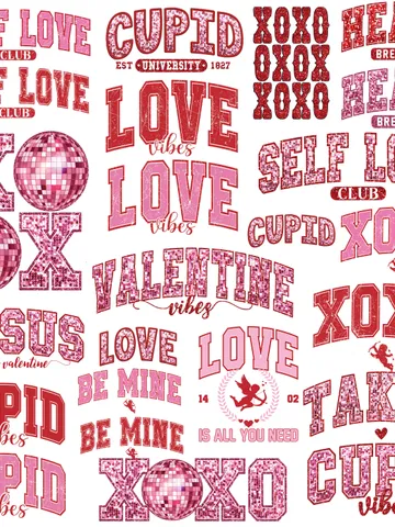 XOXO Sparkly Faux Sequins Valentines Day Png, Cute Valentines Day Shirt Design, Trendy Valentines Day Bundle, Sublimation Trendy Vday Bundle $6.68