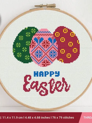 Happy Easter Cross stitch pattern | Embroidery Pattern | Instant Download | Embroidery Designs $4.74