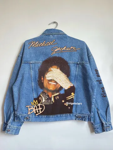 Michael Jackson Painted denim jacket Custom gifts Jean jacket blue denim jacket King of pop mj jacket dangerous
