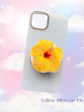 Magsafe Yellow Hibiscus Flower Phone Grip For Phone And Kindle, Elegant Floral Phone Grip, Phone Accessory, Flower Popsocket