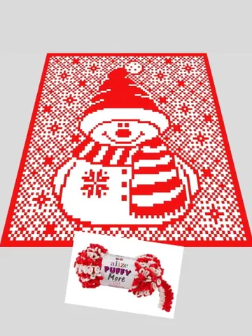 Loop yarn Finger knitted Little Snowman blanket pattern $6.00