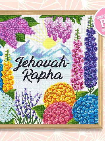 Flowers cross stitch pattern download PDF Bible quotes Jehovah Rapha digital PDF Floral garden cross stitch chart Christian home decor #P32 $4.20