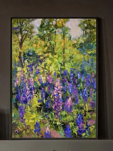 Meadow Painting Nature Landscape Blooming Wildflower Original Art $450.00