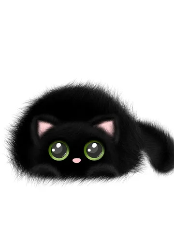 Черная кошка PNG, Черная кошка клипарт, Пушистый PNG, Пушистый клипарт, Милый черный кот Циклы $1.00
