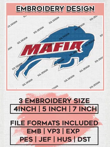 Buffalo Bills Mafia Embroidery Design Files, NFL Bills, NFL Logo Embroidery Files, NFL Buffalo Bills Machine Embroidery Design, Digital Download