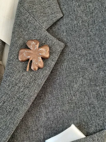 Men's lapel pin bronze color Leather boutonniere for him 3rd anniversary gift, art 3 $21.00