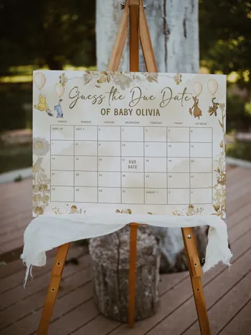 Winnie the Pooh Due Date Calendar Game Baby's Birthday Date Game; Winnie the Pooh Baby Shower; Guess the Due Date Calendar printable; wb12 $11.62
