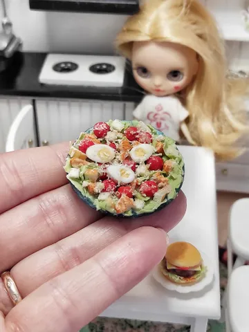 Caesar salad with chicken, salad for dolls, food for dolls house, food miniature, dollhouse miniatures, mini food $20.00