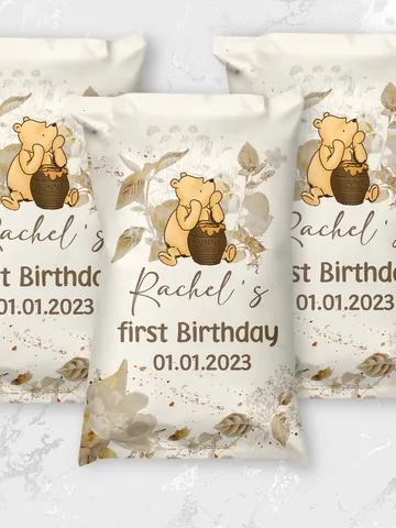 Editable Chips Bag Label Birthday Party; Winnie the Pooh 1st Birthday; Printable Chips Bag Potato Label; Winnie Pooh Party Decoration; Wg4 $10.45