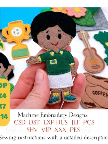Digital Countries Brazil Embroidery - Baby Shower Gift - DIY Project $25.00