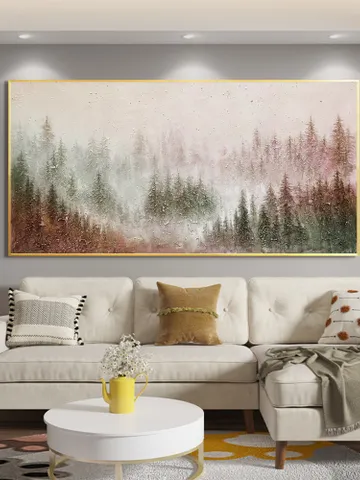 Original Colorful Forest Painting on Canvas Custom Painting Texture Wall Art Personalized Gift Giant Trees Nature Scenery Art Home Decor $122.73