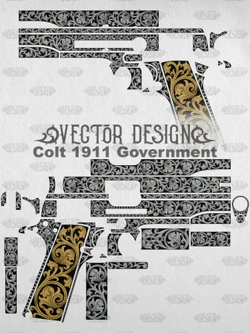 VECTOR DESIGN Colt 1911 Government Gothic ornament $100.00