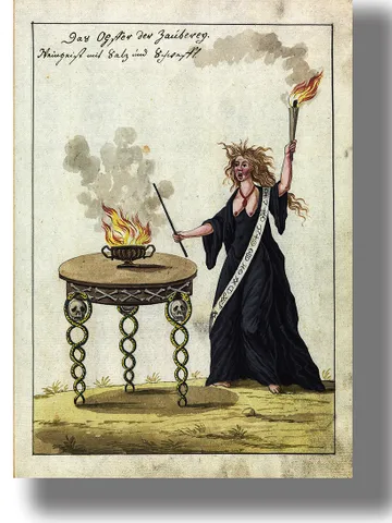 Witch is summoning a Demon. The magic ritual illustration. $21.00
