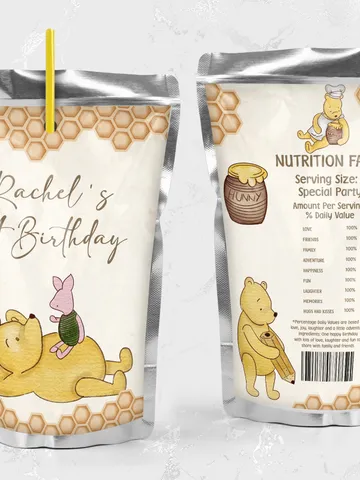 Juice Label Winnie the Pooh; Winnie the Pooh 1st Birthday; Printable Juice Label; Winnie the Pooh Party Decoration Editable Winnie Pooh hc12 $10.45