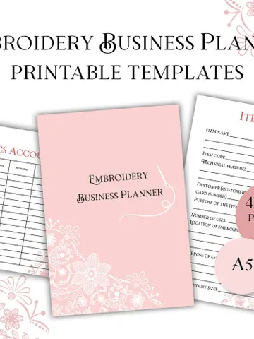 Embroidery and sewing business planner Printable A5 PDF Planner Embroidery Journal planner 49 pages Stickers Template Digital Planner $20.79