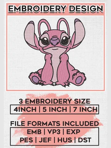 Disney Angel Embroidery Designs, Lilo & Stitch Embroidery, Disney Embroidery Files, Machine embroidery Files, Digital Download EMB_CARTOON_120 $6.99
