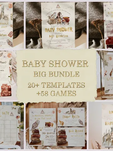 Wizard Baby Shower Bundle; Magic School Baby Shower Invitation Bundle; wh1 $46.00