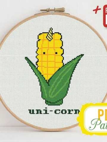 Uni-corn Cross stitch pattern Unicorn Cross stitch pattern Corn Yellow Magic PDF Format Instant Download Home decor Modern $5.37