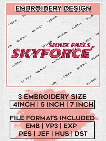 Sioux Falls Skyforce Team Wordmark Logo Embroidery Designs, NBA G League Team Embroidery Files, Basketball Machine Embroidery Designs, NBA Sioux Falls Skyforce Team Logo, Sport Machine Embroidery Design, Digital Download $5.99