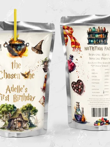 Wizard Juice Label Birthday Party; Magic School 1st Birthday; Editable Wizarding World Juice Label; Magical Party Decoration; Wiz1320 $10.45