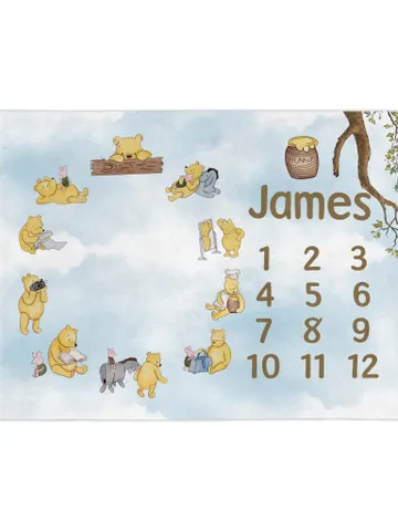 Personalized Milestone Blanket Winnie Pooh, Classic Winnie Pooh Milestone Blanket, Personalized Pooh Blanket, Hundred Acre Wood; wp00 $61.69