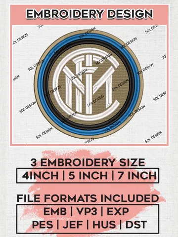 Internazionale Logo Embroidery Design, Serie A Embroidery files, Serie A Inter Milan Teams, Football, Digital Download $6.99