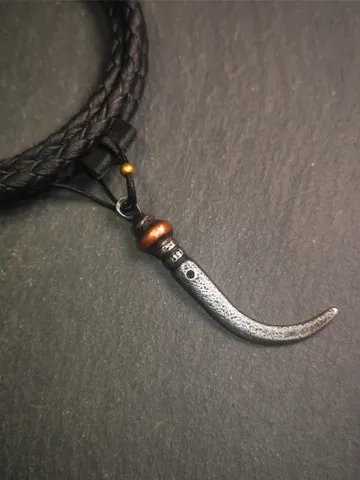 Gandhanra Handmade Tibetan Amulet ,Wolf Tooth Pendant with Leather Cord,Made of Cold Iron inlaid Copper,1.77&quot; $29.99