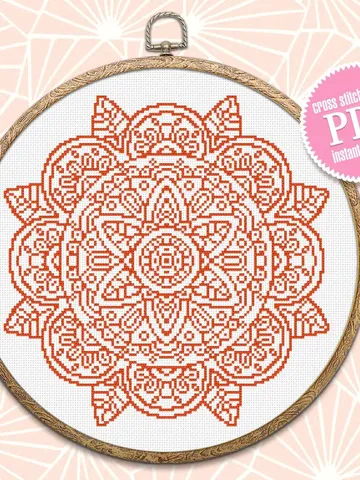 Easy mandala cross stitch pattern download PDF Monochrome cross stitch chart Modern mandala ornament digital PDF Mandala embroidery PDF #M86 $4.40