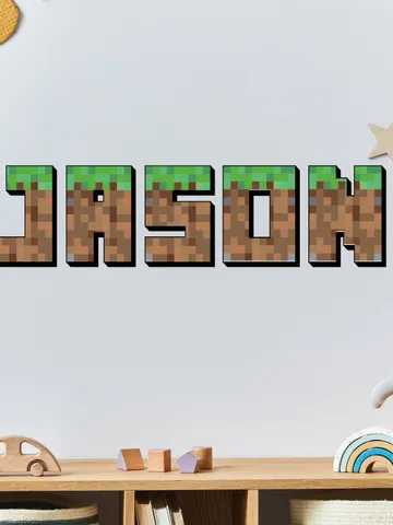Personalized Gamer Wall Decal Mine Custom name Sticker Craft Playroom Pixeled Decor Gift Z3306 $17.99