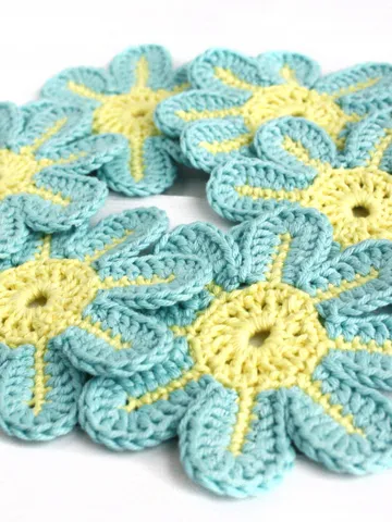 Ukraine blue mint Easter coasters Cotton turquoise drink coasters Yellow kid coaster Kitchen rustic doilies Flower coasters Country coasters $4.99