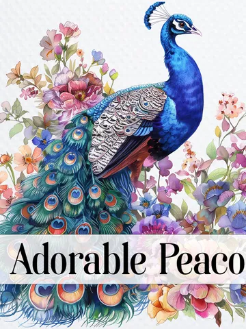 10 Adorable Peacock PNG Bundle, Printable Watercolor Peacock clipart for sublimation, Digital download, Paper craft, junk journals $2.64