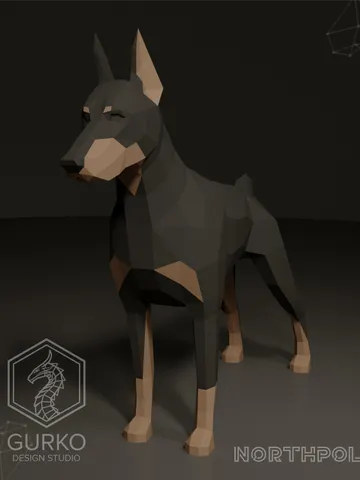 Doberman Papercraft, Dog, Digital Template, PDF Download, Gurko, 3D Low Poly, Pepakura, Origami Sculpture, Paper Party Decoration, DIY Gift $21.00