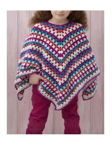 Poncho kids crochet pattern, easy crochet poncho, kids children poncho 4-8 years pdf $6.68