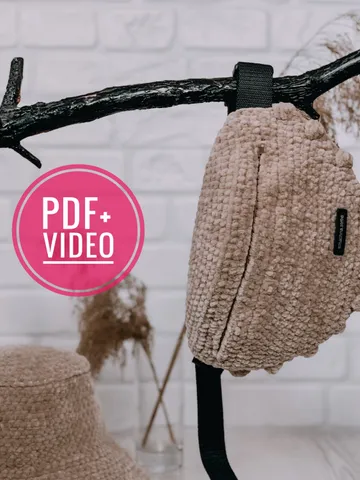 Crochet fanny pack with plush pattern PDF, belt bag, waist bag digital instant download, straw belt pouch, bum bag $4.50