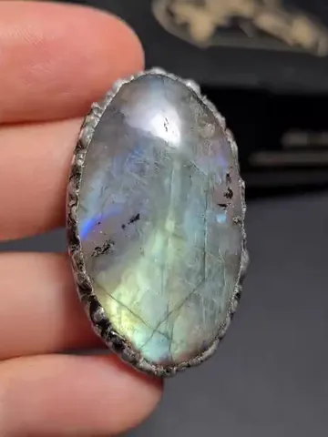 Labrodarite ring Big Massive Ring Luminous Ring Rainbow Ring $39.00