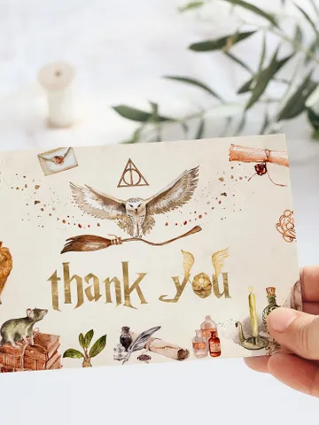 Editable Thank you card Wizard Birthday Party; Magic School Birthday; Printable thank you card ; thank you Magical Party Decoration; Wms12 $10.45