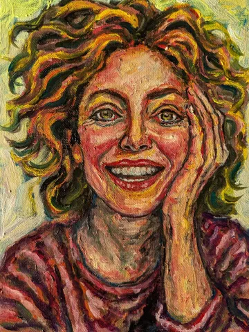 Original Oil Painting – Abstract Woman Portrait, Vibrant Wall Art, Hand-Painted Canvas on Hardboard, Contemporary Fine Art