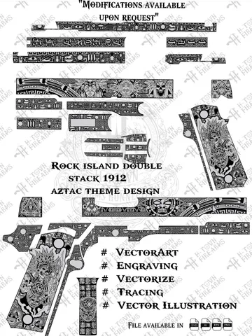 Rock Island Double Stack 1911 Aztec Engraving Design | RIA Laser Cut Vector | Svg Ai EPS PNG | Digital Download for Laser&quot;