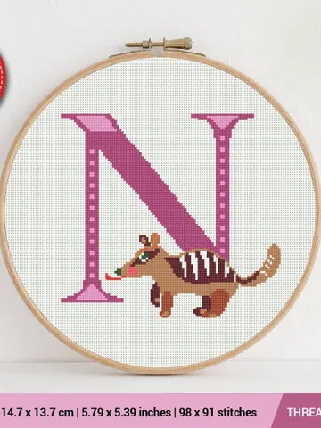 Letter N Numbat ABC Cross stitch pattern | Embroidery Pattern | Instant Download | Embroidery Designs $5.37