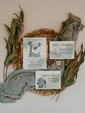 Classic Winnie Pooh Baby Shower Invitation Set; Neutral Baby Shower Template; Wizard Baby Shower Invite; Honey Bear Invite; Winnie Pooh wp9 $18.29