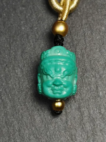Optimized Turquoise Mahakala Amulet, Gandhanra Hand Carved Tibetan Protective Charm,Spiritual Necklaces $39.99