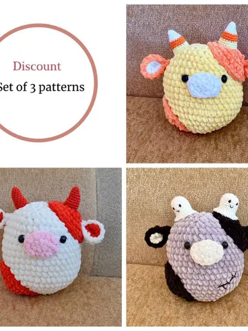 Pattern set of  Halloween cows pattern Amigurumi spooky season toys patterns $5.00