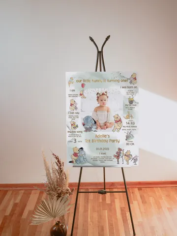 Milestone Board Winnie the Pooh Birthday Party; Winnie Pooh 1st Birthday; Editable Milestone ; Birthday Party Decoration Winnie Pooh Wpg15 $11.62