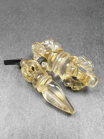 Gandhanra Old Crystal Dorje Vajra / Phurba Amulet - Tibetan Dharma Ritual Implement - Decades Old $59.99