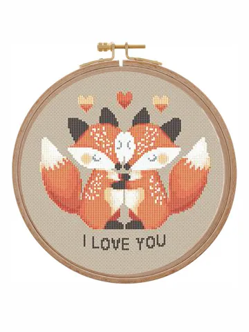 I love you cross stitch Valentine day cross stitch pattern modern Scandinavian couple hugging foxes cross stitch card ornament woodland $3.94