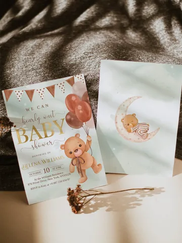 Editable Bearly Wait Baby Shower Invitation Hot Air Ballons Bear Baby Shower Neutral Boho Berly Baby Shower Template $11.62
